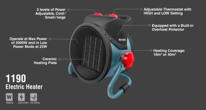 ელექტრო გამათბობელი Ronix-1190, 2000w - Image 2