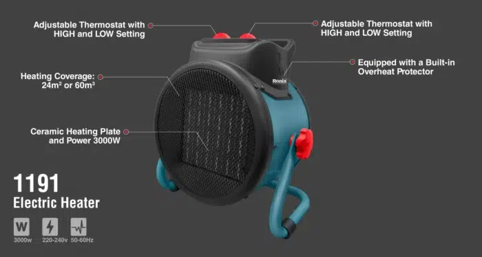 ელექტრო გამათბობელი Ronix-1191, 3000w - Image 2